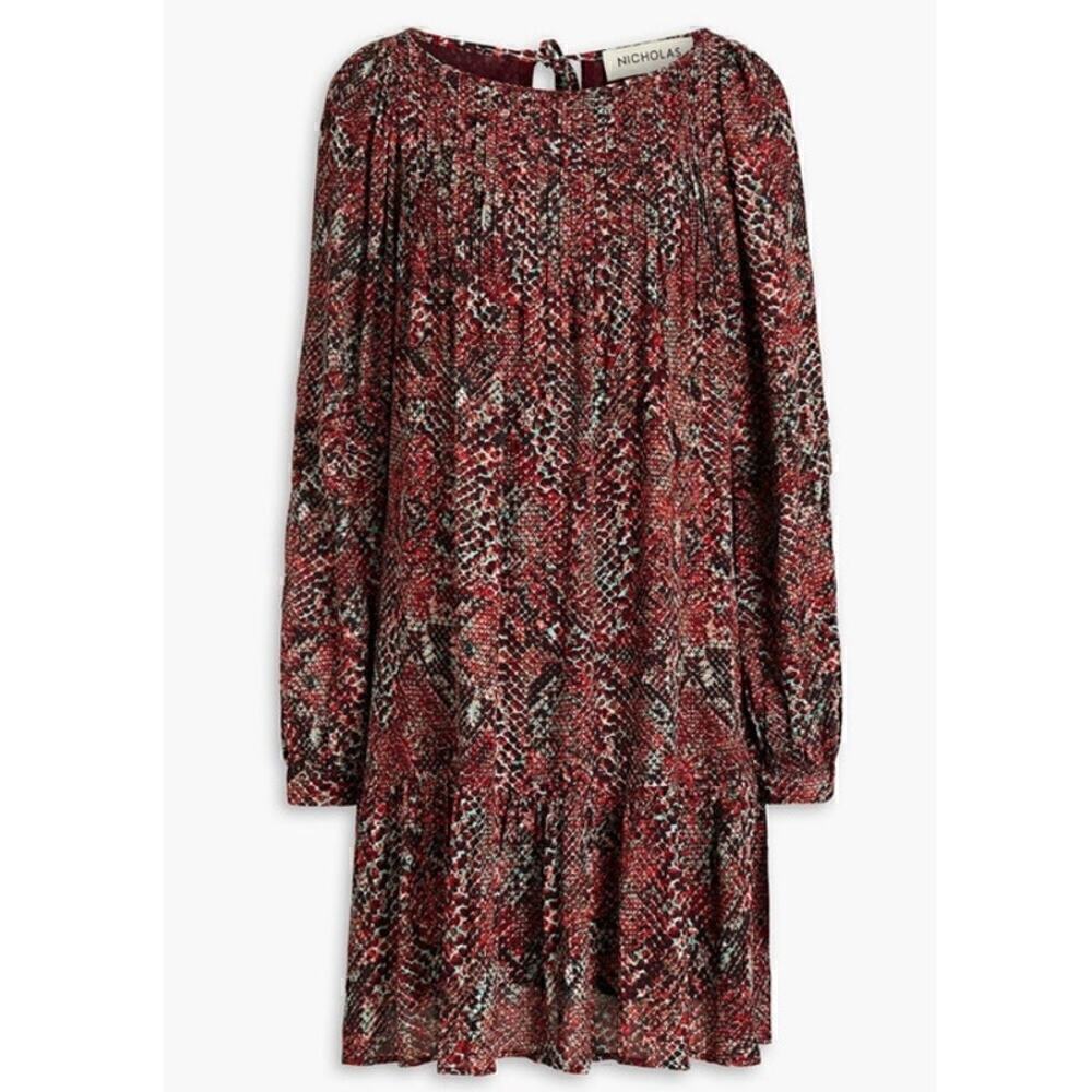 Nicholas Devan Gathered Snake-Print Crepe Mini Dr… - image 2